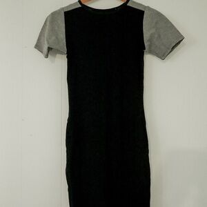 Piper Two-Tone Black and Gray Midi Dress